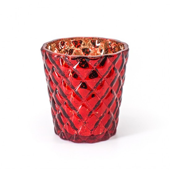 weihnachtlicher Teelichthalter aus Glas in festlichem Rot |Weihnachtsdeko aus Glas