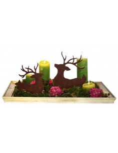 Edelrost Deko Hirsch liegend auf Standplatte - gross Höhe 42 cm 2
