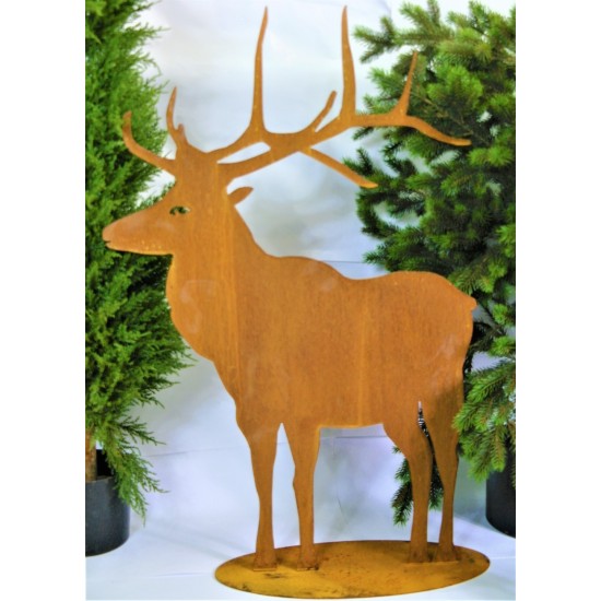 Deko Hirsch aus Edelrost nach vorne schauend - Stimmungsbild
