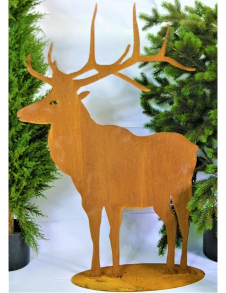 Deko Hirsch aus Edelrost nach vorne schauend - Stimmungsbild