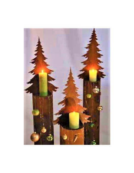 Edelrost Tannenbaumstele auf Standplatte - Dekobeispiel