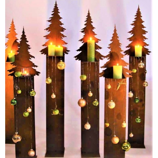 Edelrost Tannenbaumstele auf Standplatte - Übersicht der Größen