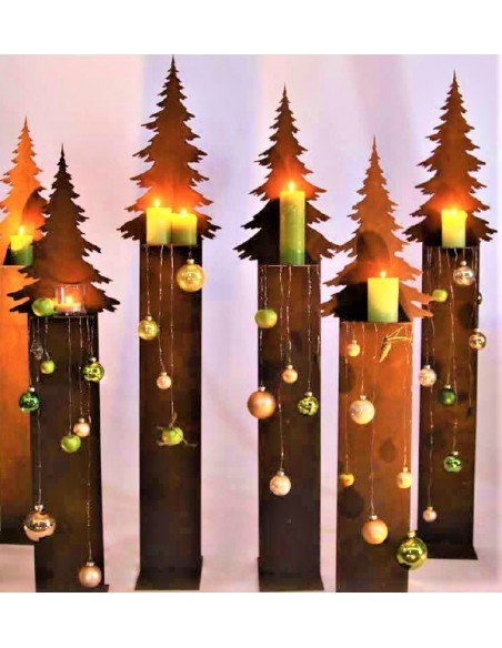 Edelrost Tannenbaumstele auf Standplatte - Übersicht der Größen