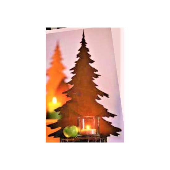 Edelrost Tannenbaumstele auf Standplatte - Nahaufnahme