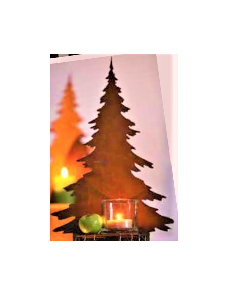 Edelrost Tannenbaumstele auf Standplatte - Nahaufnahme