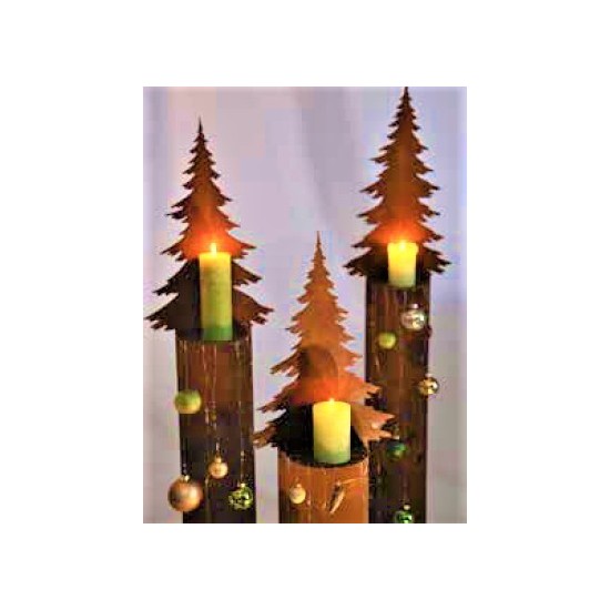 Edelrost Tannenbaumstele auf Standplatte - Dekobeispiel