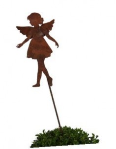 Edelrost Gartenstecker Gartenengel Anna-Lisa - Höhe 28 cm, Gesamthöhe 88 cm