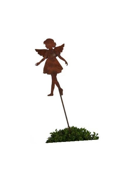 Edelrost Gartenstecker Gartenengel Anna-Lisa - Höhe 28 cm, Gesamthöhe 88 cm
