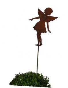 Edelrost Gartenstecker Gartenengel Carolina, Höhe 28 cm, Gesamthöhe 88cm