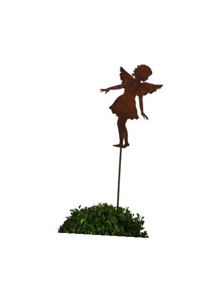 Edelrost Gartenstecker Gartenengel Carolina, Höhe 28 cm, Gesamthöhe 88cm