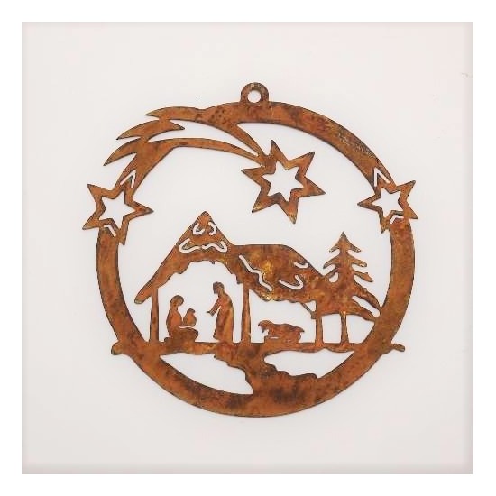 Weihnachtsbaumschmuck aus Metall Deko Krippe mit Sterne als Fensterbild Weihnachten