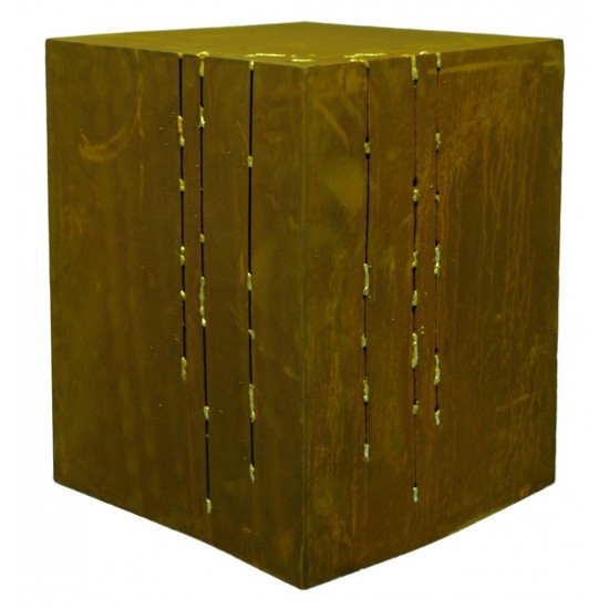 Goldstreifen Deko Podest aus Rost Höhe ca. 50cm - Gartenpodest beleuchtbar