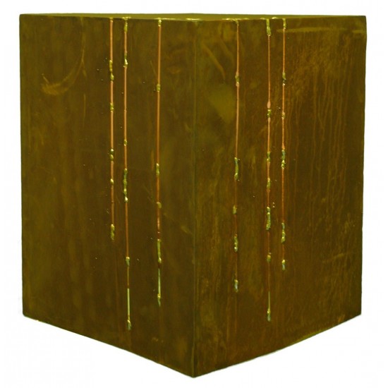 Goldstreifen Deko Podest aus Rost Höhe ca. 50cm - Gartenpodest beleuchtbar