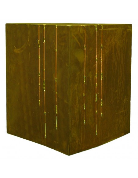 Goldstreifen Deko Podest aus Rost Höhe ca. 50cm - Gartenpodest beleuchtbar