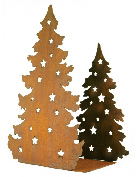 2 Tannen auf eckiger Platte Höhe 24 cm