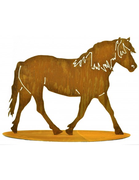 Edelrost Pferd auf Platte zum Stellen - Höhe 50 cm, Breite 65 cm