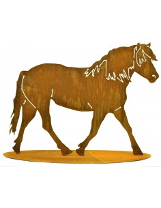 Edelrost Pferd auf Platte zum Stellen - Höhe 60 cm, Breite 80 cm