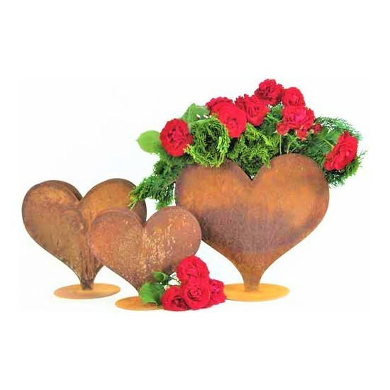 Edelrost Herz auf Platte - Stimmungsbild