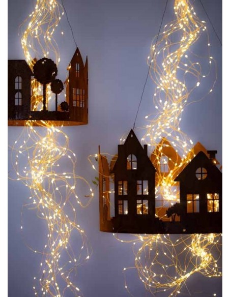 Lichthäuser Deko Ring 35 cm Ø - Lichthaus zum Stellen und Aufhängen aus Metall Edelrost