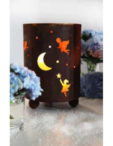 Edelrost Windlicht Engel auf 3 Kugeln