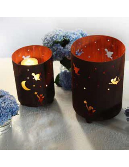 Edelrost Windlicht Engel auf 3 Kugeln - Stimmungsbild