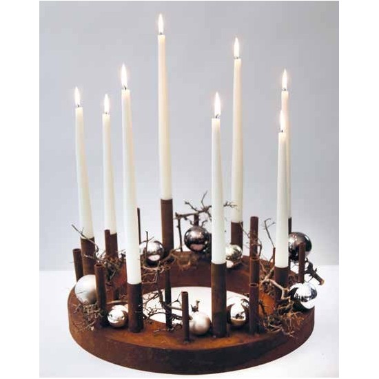 Kerzentablkett Metall rund Rostig Tischdeko für besondere Anlässe Hochzeitstisch und Weihnachten