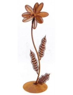 Blume mit 3D Blüten und 3 Blätter auf Platte