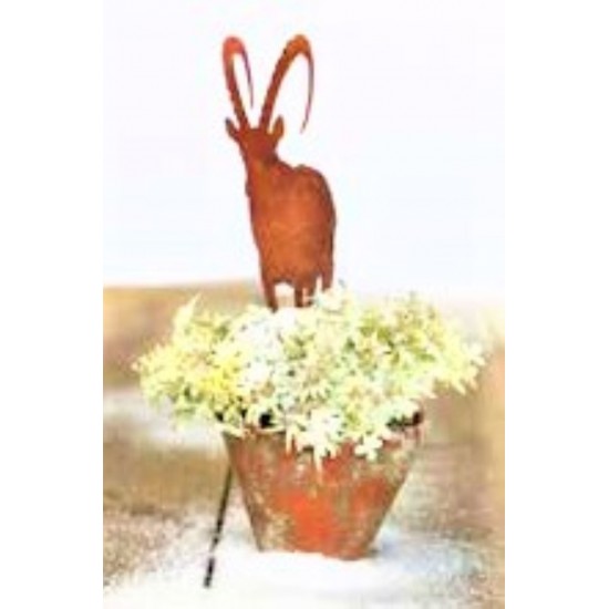 Edelrost Figur Alpensteinbock zum Stecken - Stimmungsbild