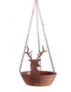Vogeltränke mit Hirsch an Kette
