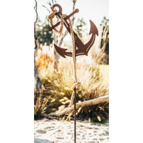 Edelrost Gartenstecker Anker auf 130 cm Stab
