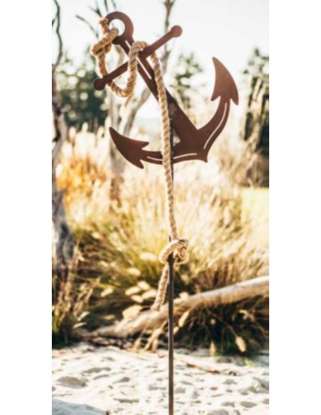 Edelrost Gartenstecker Anker auf 130 cm Stab