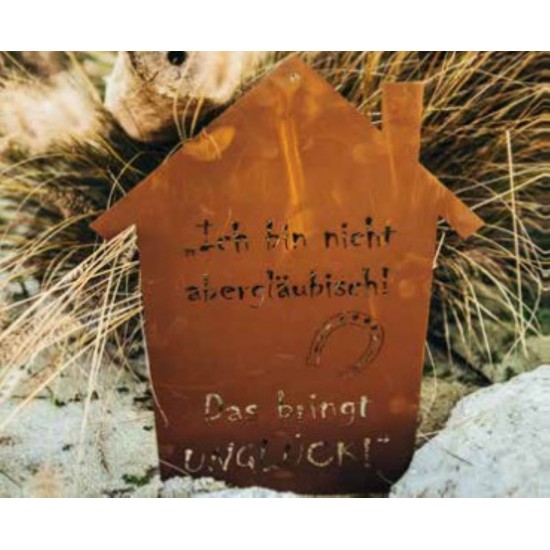Edelrost Gedichttafel Aberglaube Höhe 40 cm