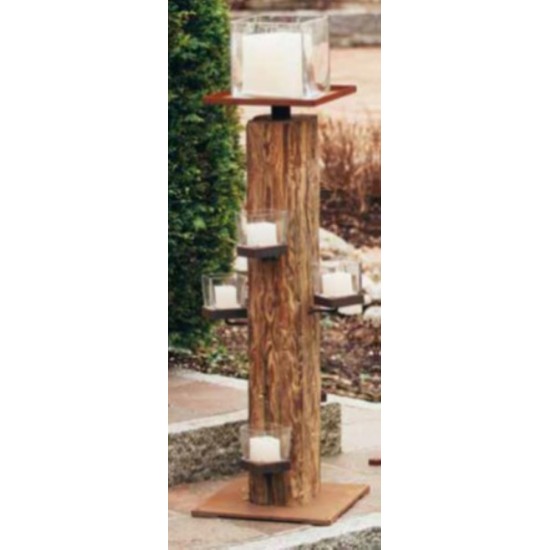 Deko Kerzenhalter aus Holz eckig klein Höhe 130 cm