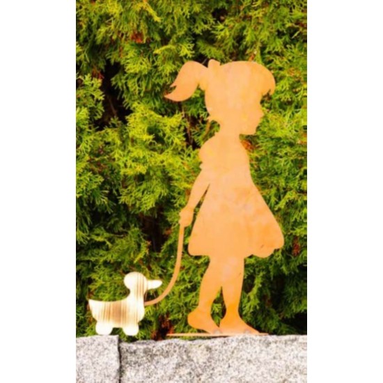 Edelrost Mädchen mit Ente Höhe 54 cm