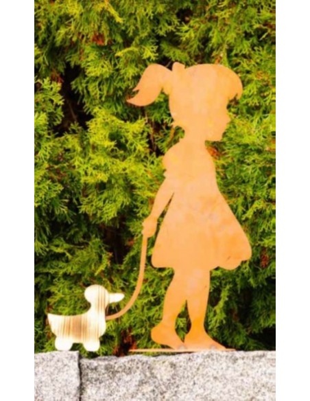 Edelrost Mädchen mit Ente Höhe 54 cm