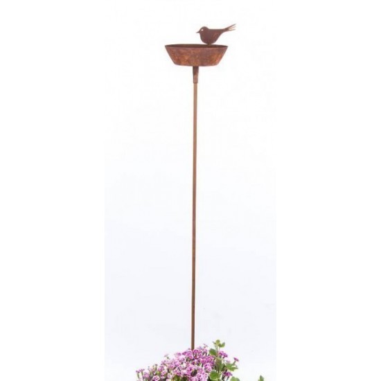 Vogelbad mit Vogel auf Stab