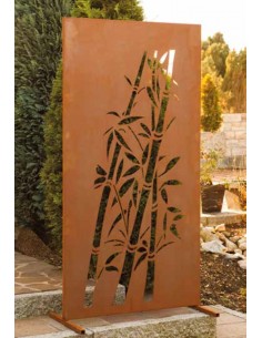Garten Sichtschutzzaun mit Motiv "Bambus" aus Edelrost Höhe 180 2