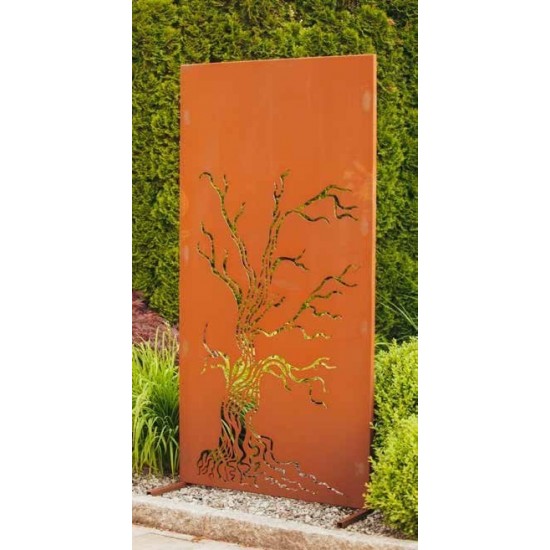 Metall Sichtschutzzaun für den Garten mit Motiv "Baum"
