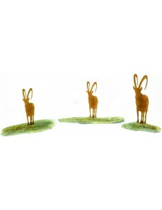 Alpensteinbock aus Metall auf Stein - Set klein - Steinbock-Figur zum Stecken aus Edelrost auf Stein, Steinwild, Wild-Deko 2