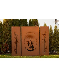 Trennwand Set Metall mit Motiv "Buddha" Höhe 180cm - 3er Set 2