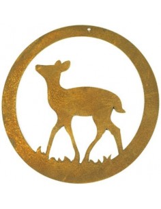 Edelrost Wildanhänger "Reh" oval als Geschenkanhänger für Jäger und Jagdfans oder Waidmannsdeko