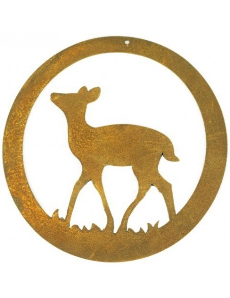 Edelrost Wildanhänger "Reh" oval als Geschenkanhänger für Jäger und Jagdfans oder Waidmannsdeko