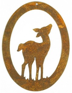 Edelrost Wildanhänger "Kitz" oval als Geschenkanhänger für Jäger und Jagdfans oder Waidmannsdeko