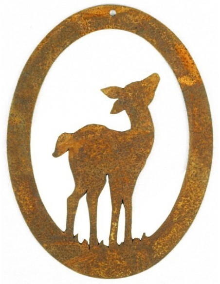 Edelrost Wildanhänger "Kitz" oval als Geschenkanhänger für Jäger und Jagdfans oder Waidmannsdeko