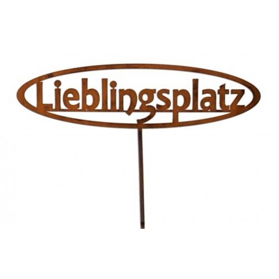Edelrost Gartenstecker Lieblingsplatz, Rost-Metall, Edelrost-Deko, Rost Gartendeko, Geschenk-Idee