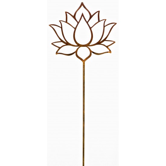 Edelrost Gartenstecker Lotus aus Rost-Metall, Beet-Deko, Rost Gartendeko, Blume des Lebens