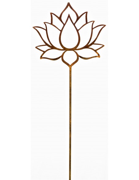 Edelrost Gartenstecker Lotus aus Rost-Metall, Beet-Deko, Rost Gartendeko, Blume des Lebens