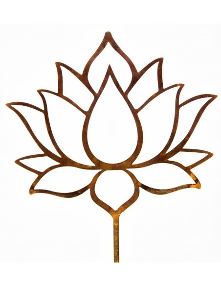 Gartenstecker Lotus aus Rost-Metall, Beet-Deko, Edelrost-Deko, Rost Gartendeko, Blume des Lebens 	