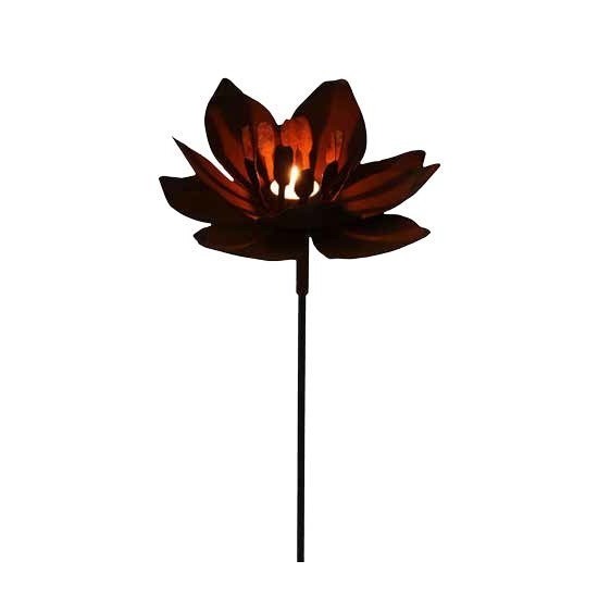 Edelrost Gartenstecker "Fleur" Gartendeko Blumendeko Kerzenhalter aus Rost-Metall 