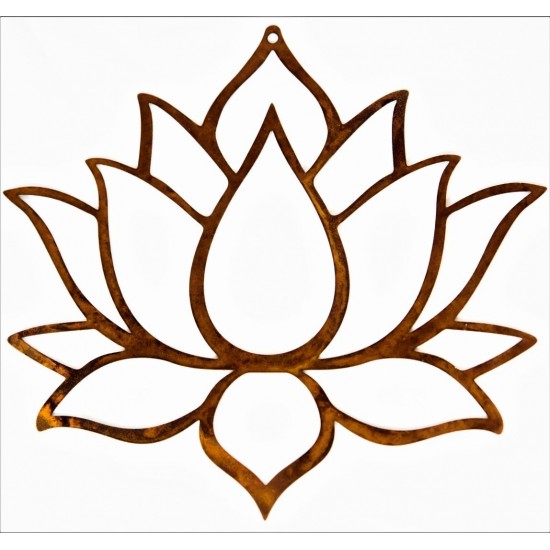 Symbol Lotus-Blüte aus Rost-Metall - Blume des Lebens - Edelrost-Deko, Blumendeko, Wohndeko zum Aufhängen